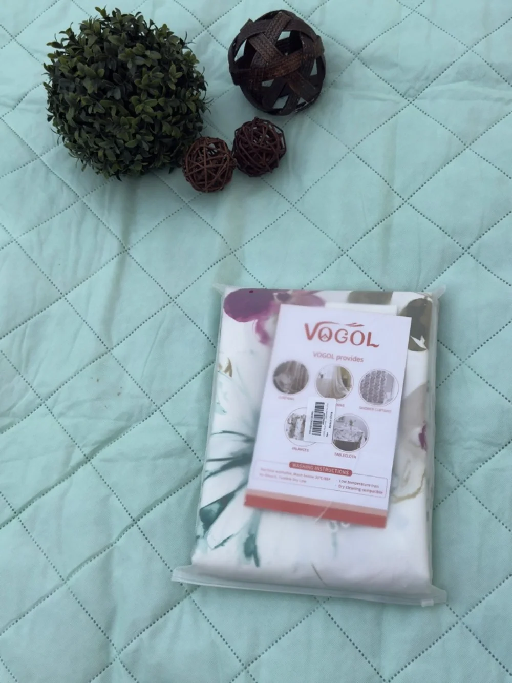 Floral Watercolor Shower Curtain Panel - White with Pink & Green